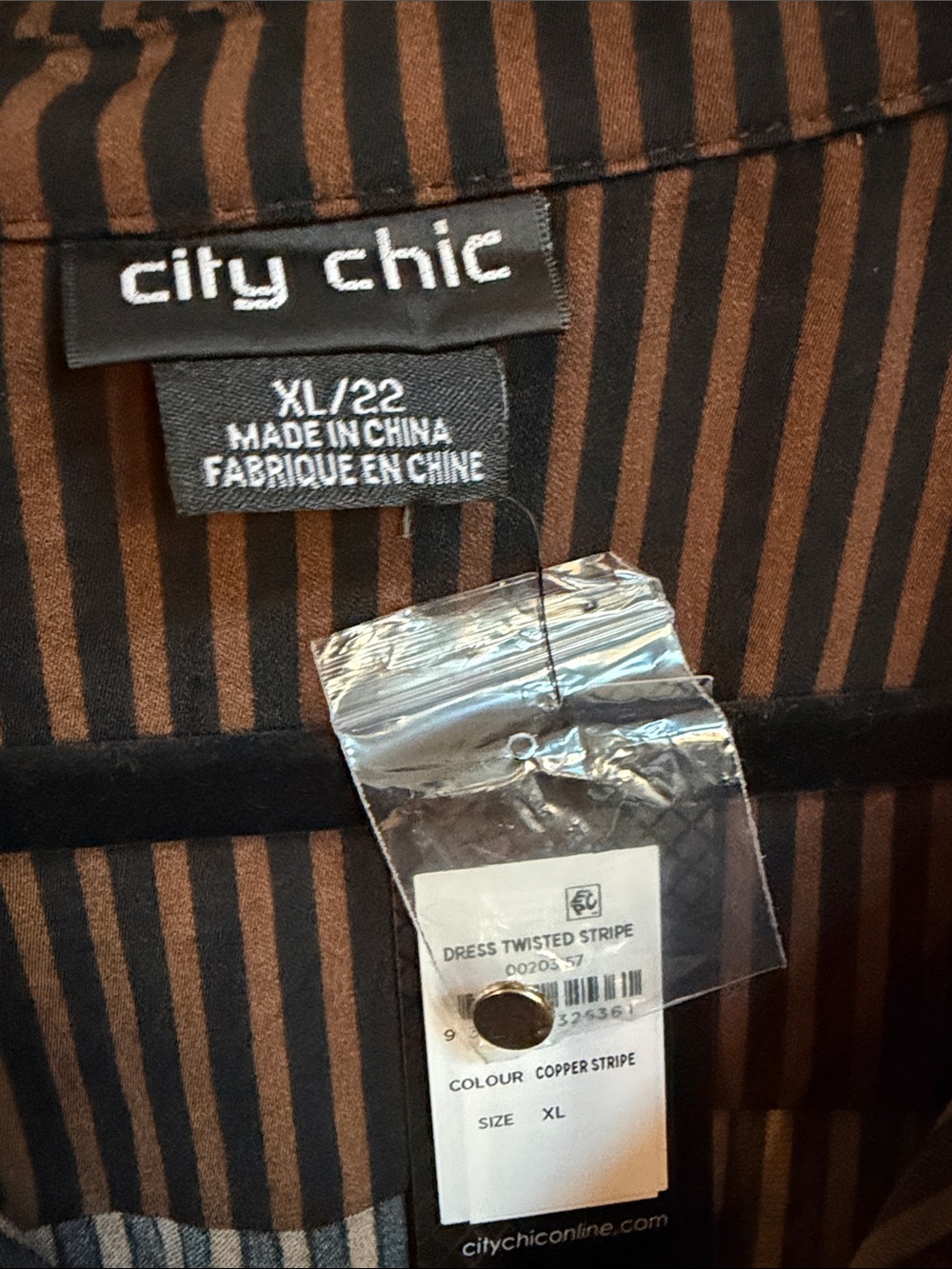 City Chic Brown Striped Tie-Front Shirt Dress - Picture 3 of 9